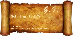Gehring Iván névjegykártya